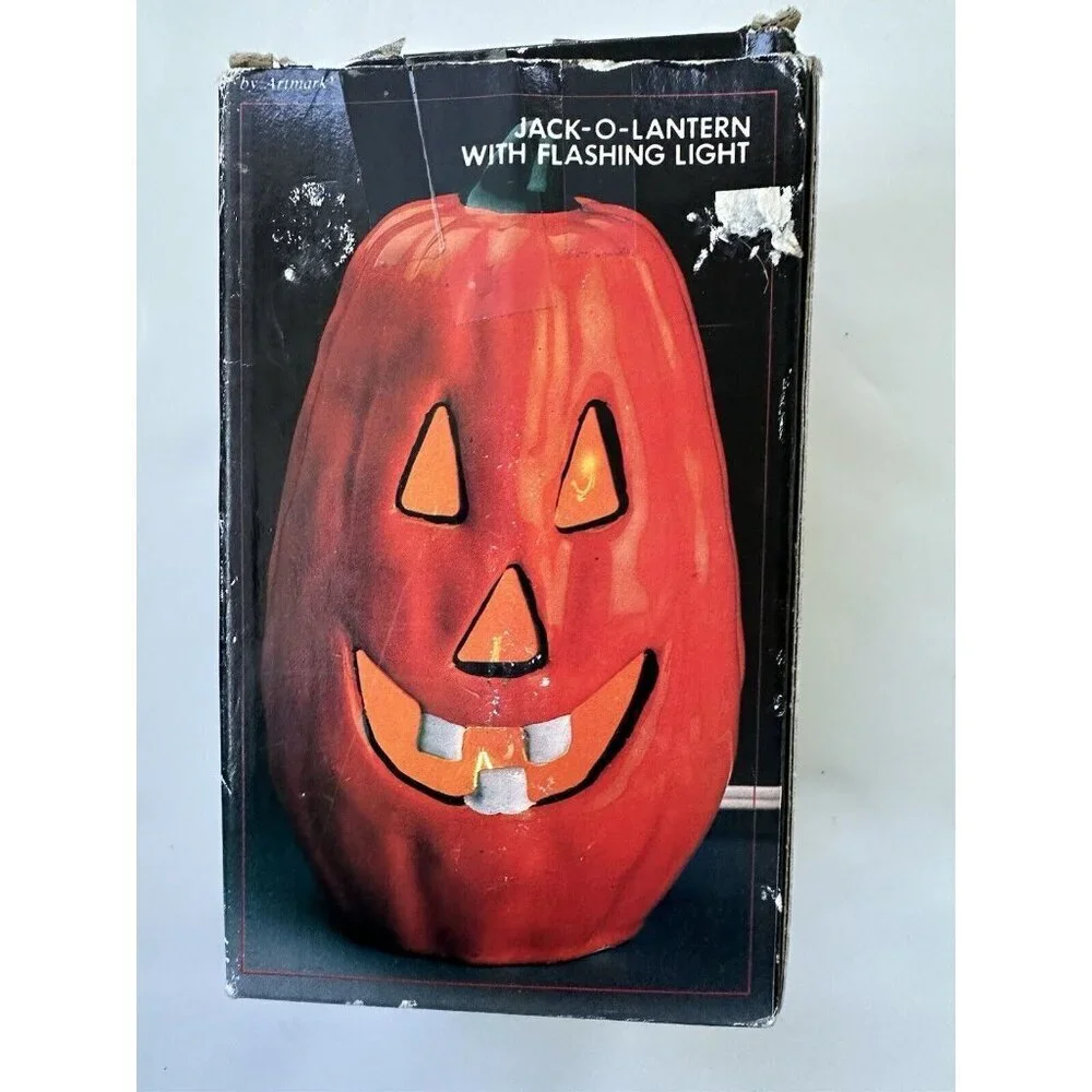 Vintage 1988 Artmark Jack O Lantern‎ Halloween Flicker Flashing Light Pumpkin